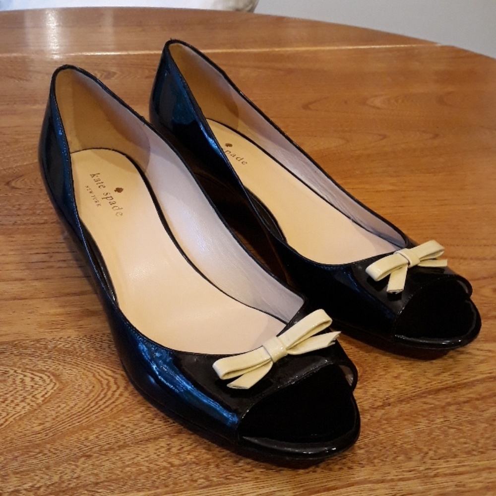 Kate Spade Open Toe Patent Leather Wedge
